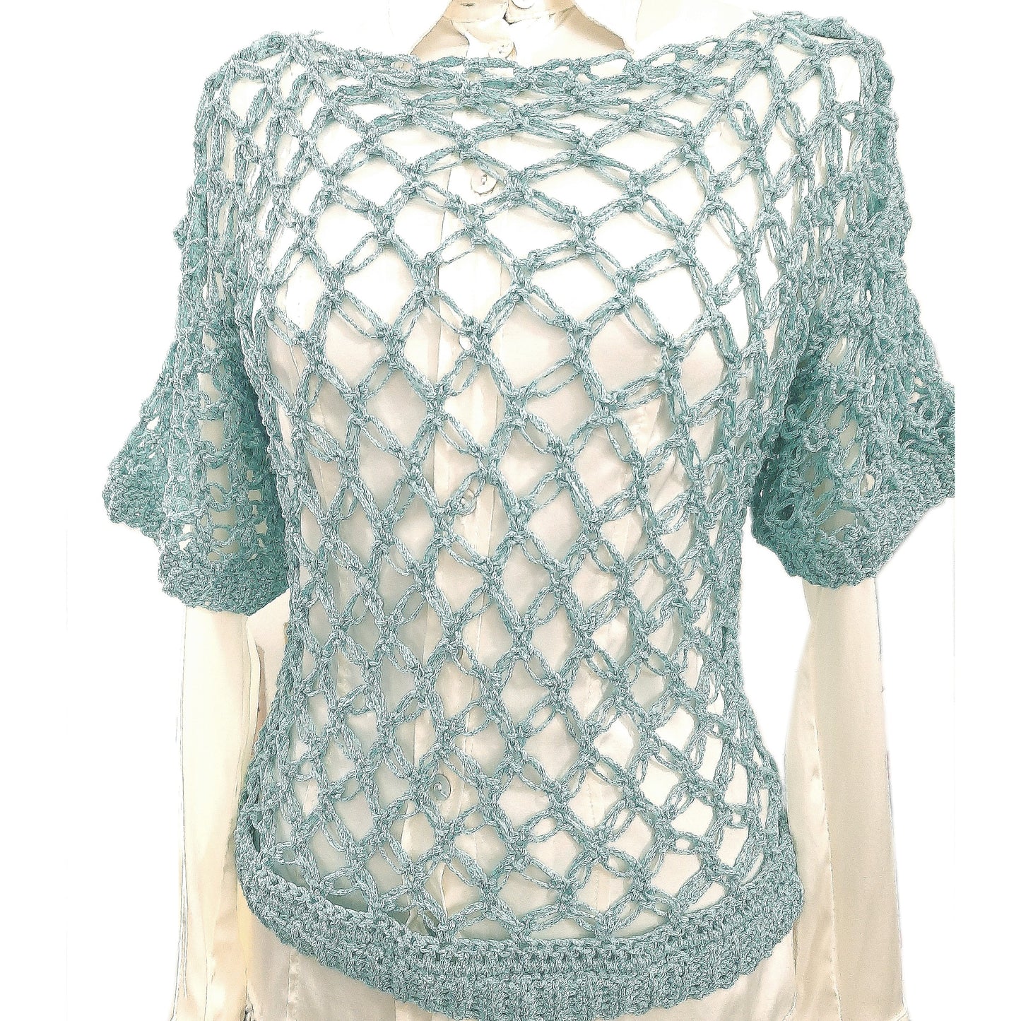 Secret model women's viscose sweater - handcrafted - aquamarine colour