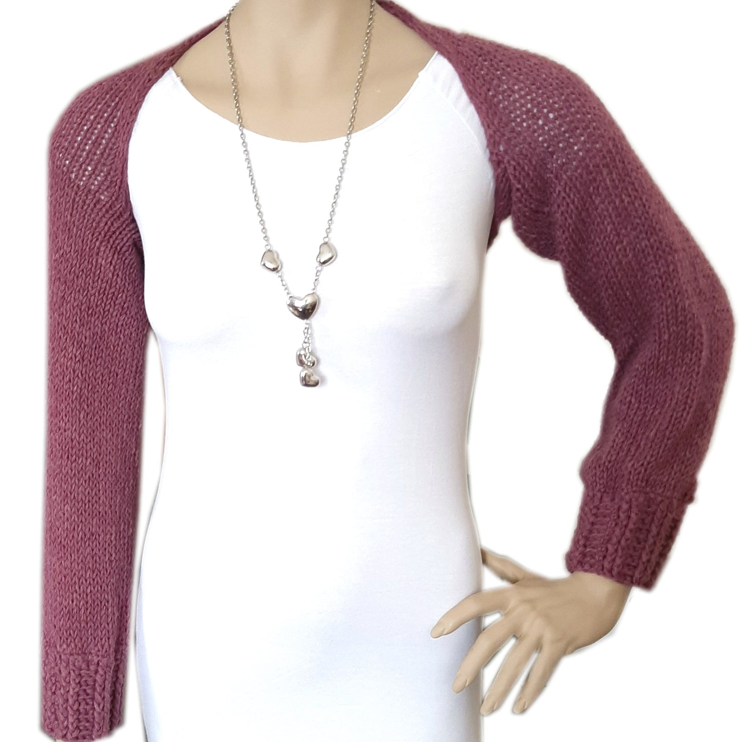 Women's wool blend shrug - handmade knitted size S