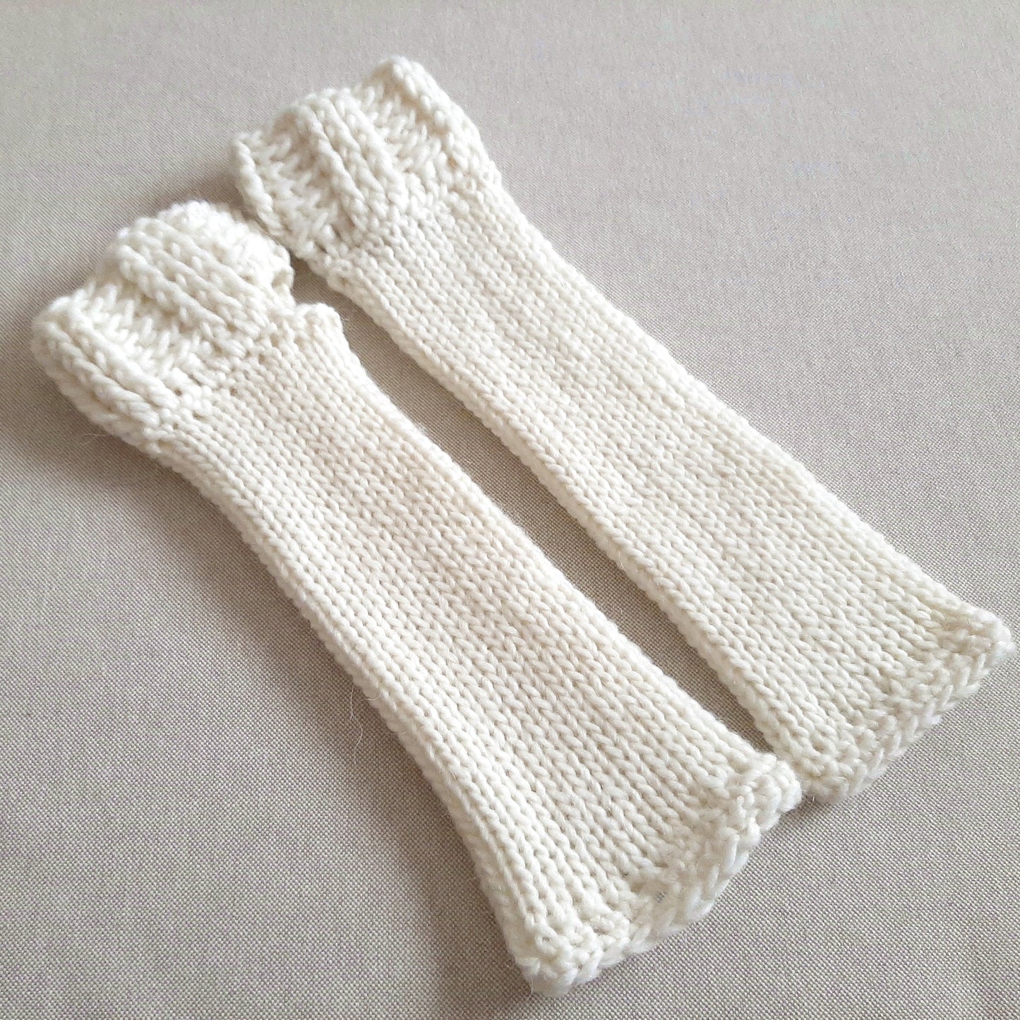 Handmade Long Fingerless Gloves - White