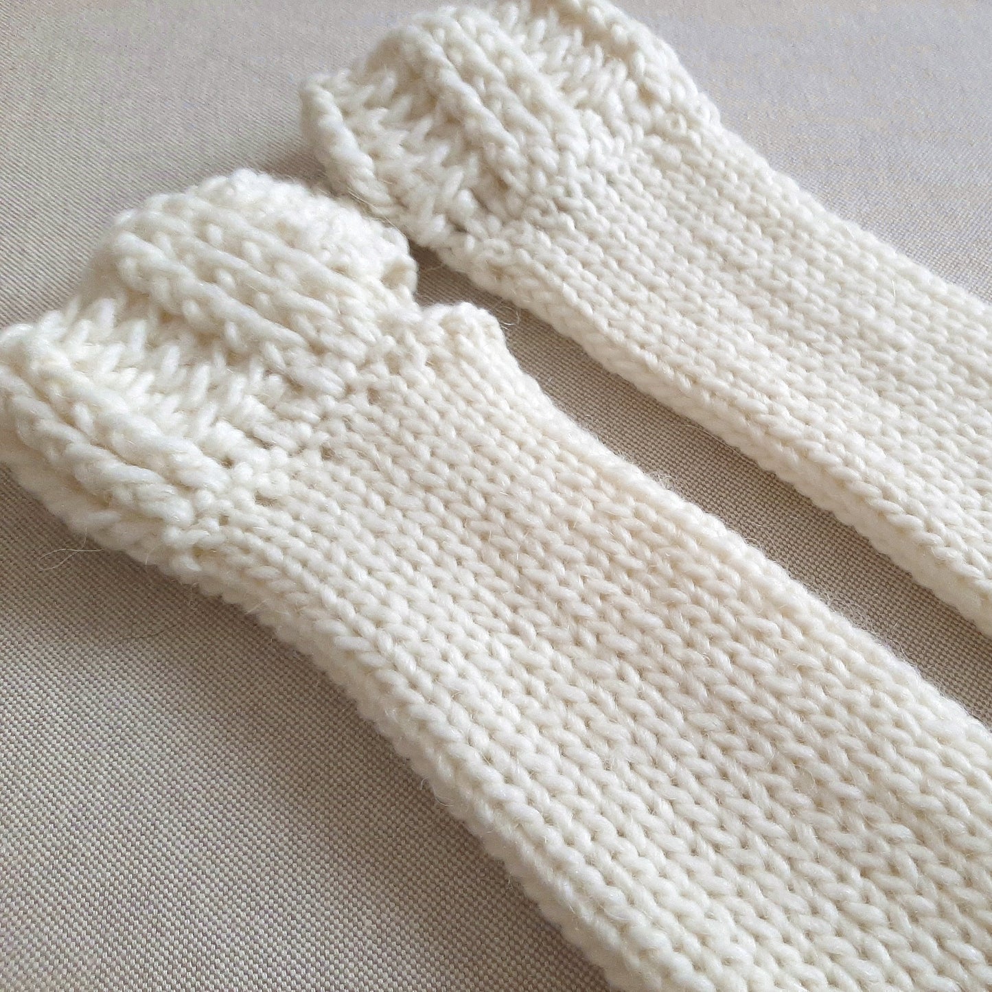 Handmade Long Fingerless Gloves - White