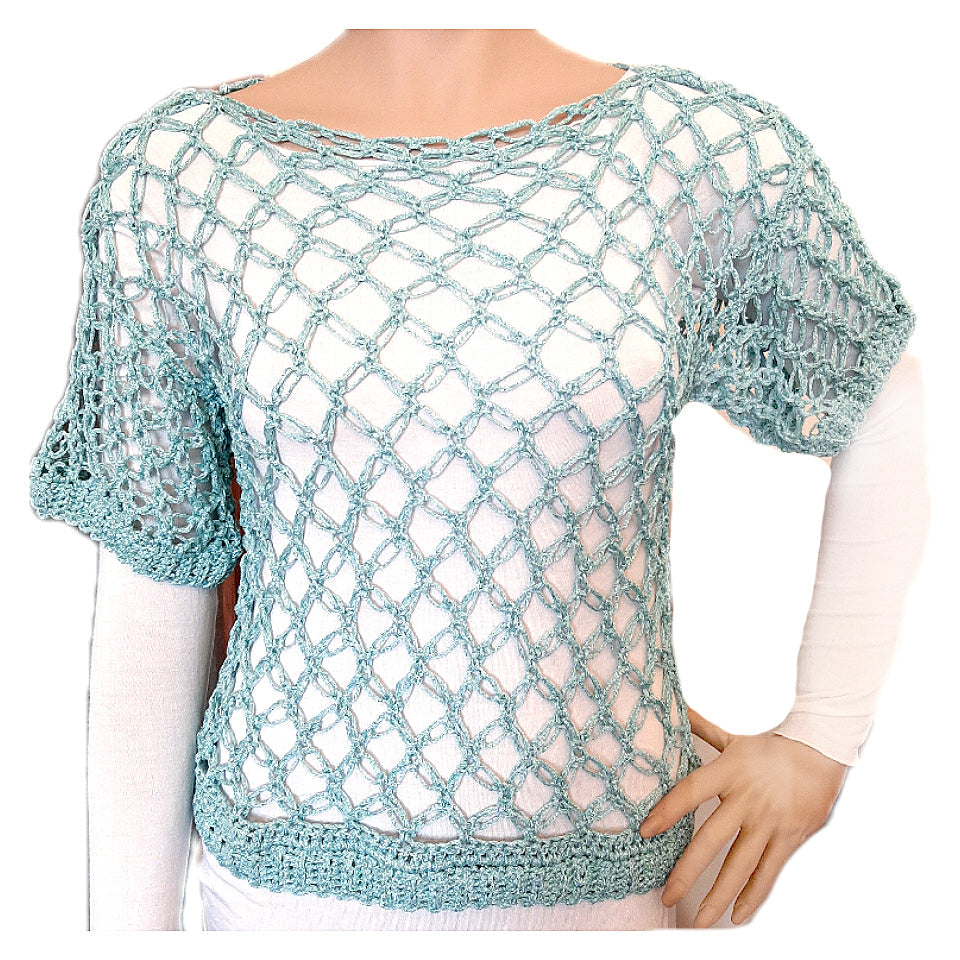 Secret model women's viscose sweater - handcrafted - aquamarine colour