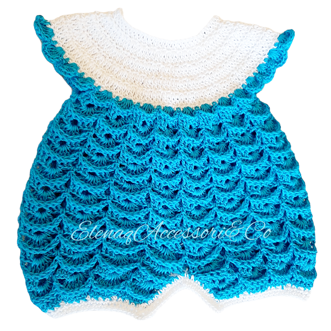 100% cotton newborn romper size 0-3 - handmade crochet Turquoise