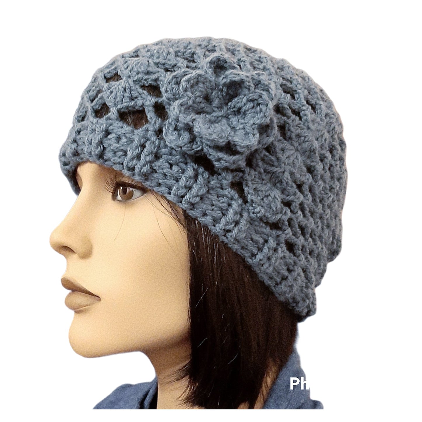 Women's CHERIE handcrafted crochet JEANS wool cap