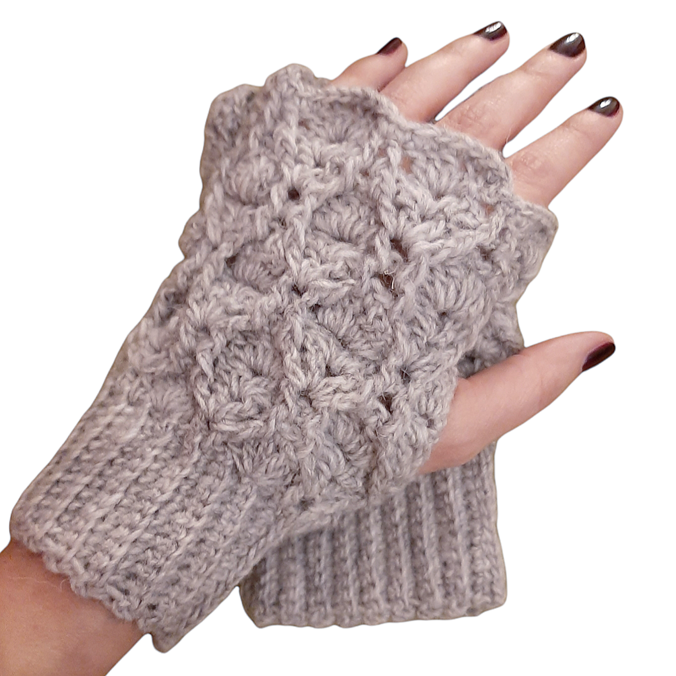 Handmade fingerless gloves INTRECCI melange grey