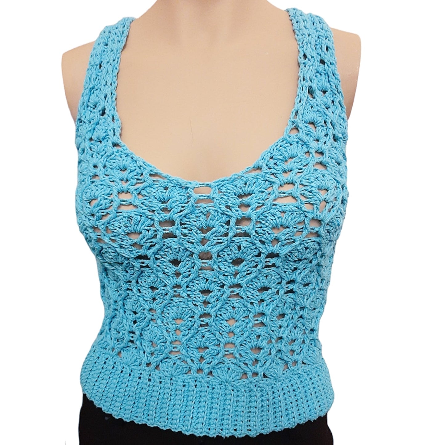 Handcrafted women's crochet tank top TURQUOISE