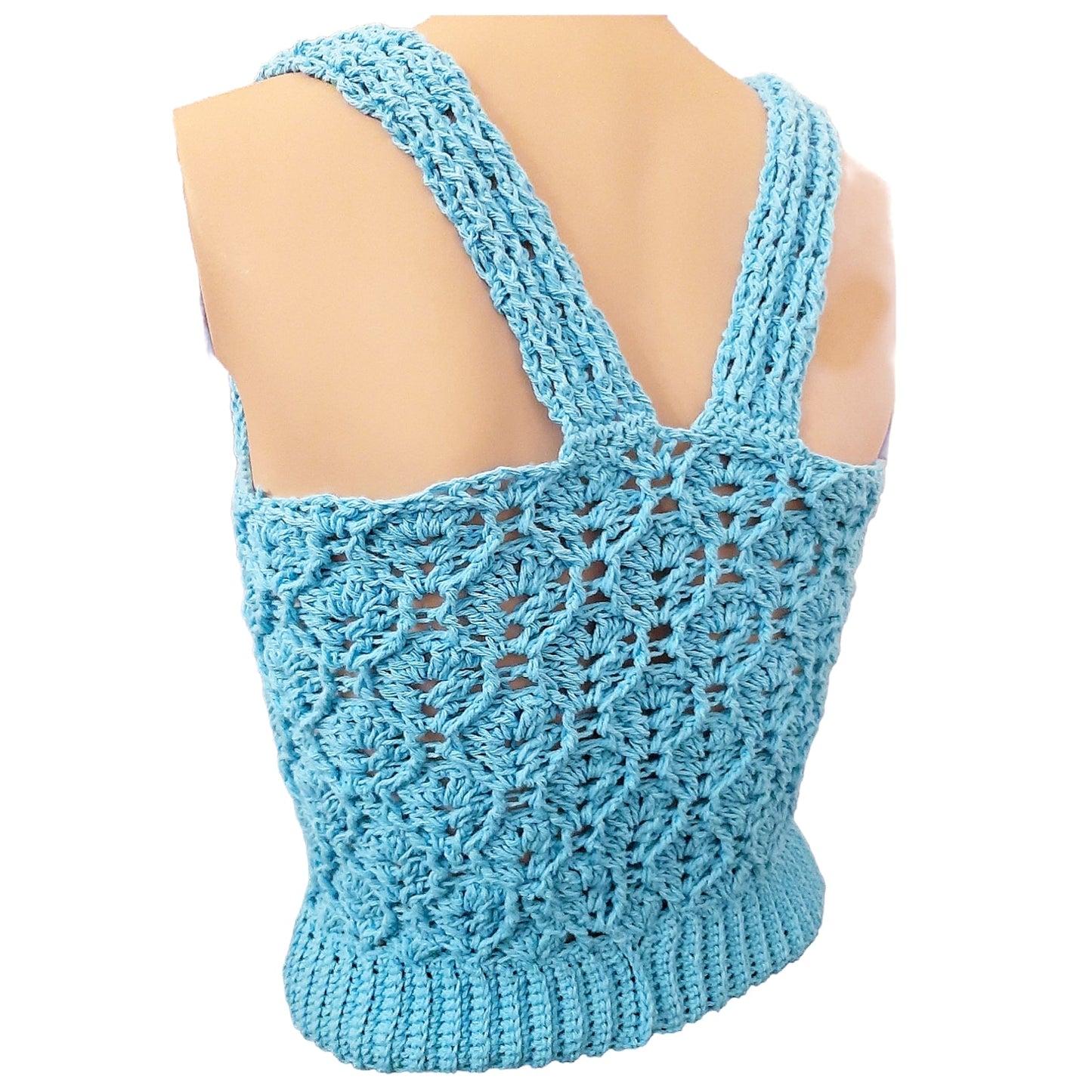 Handcrafted women's crochet tank top TURQUOISE