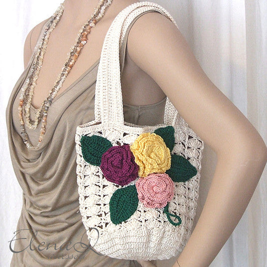 Borsa BLOOM realizzata a mano uncinetto corda - Fairy Corner