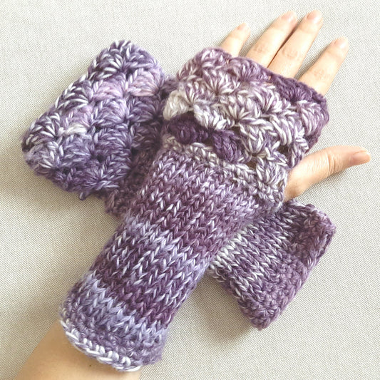 Handmade Fingerless Gloves Fans - Gradient Purple