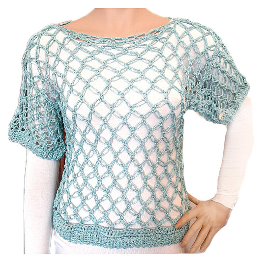 Secret model women's viscose sweater - handcrafted - aquamarine colour