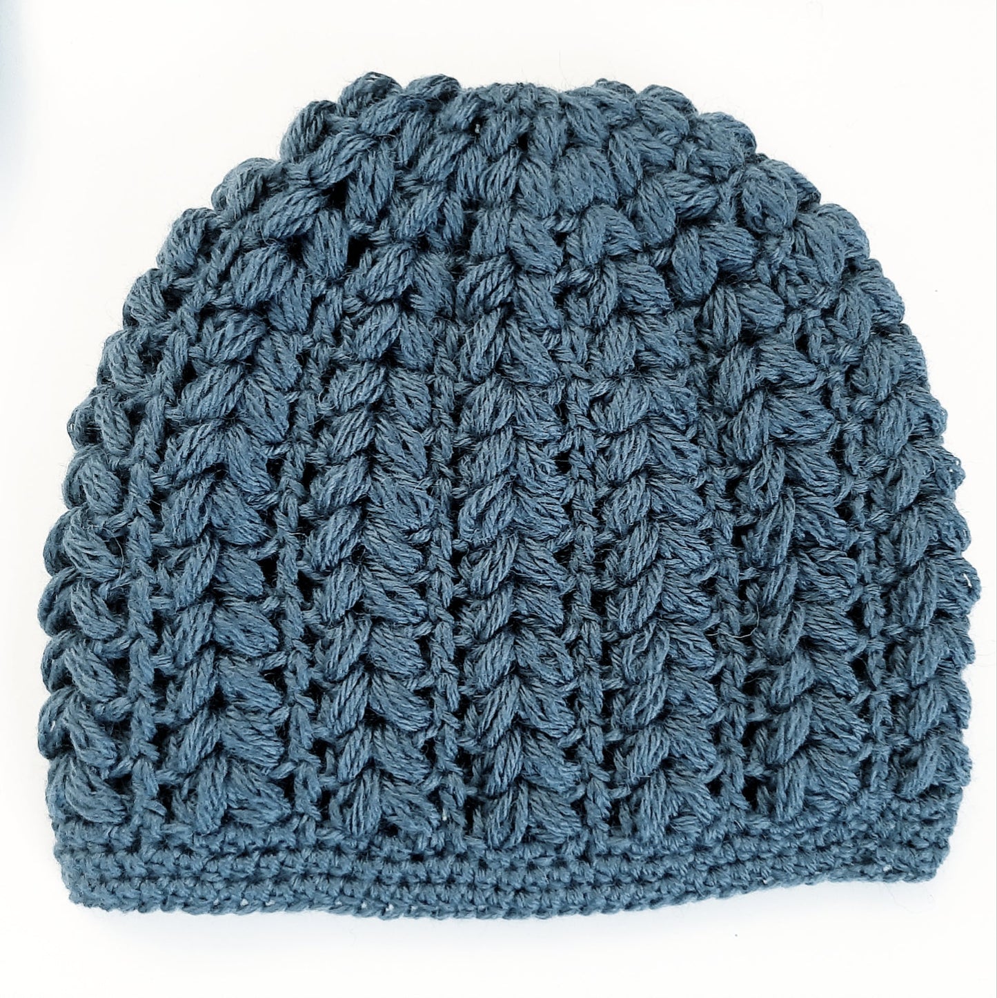 Women's wool beanie pouffe handcrafted crochet - shades of blue