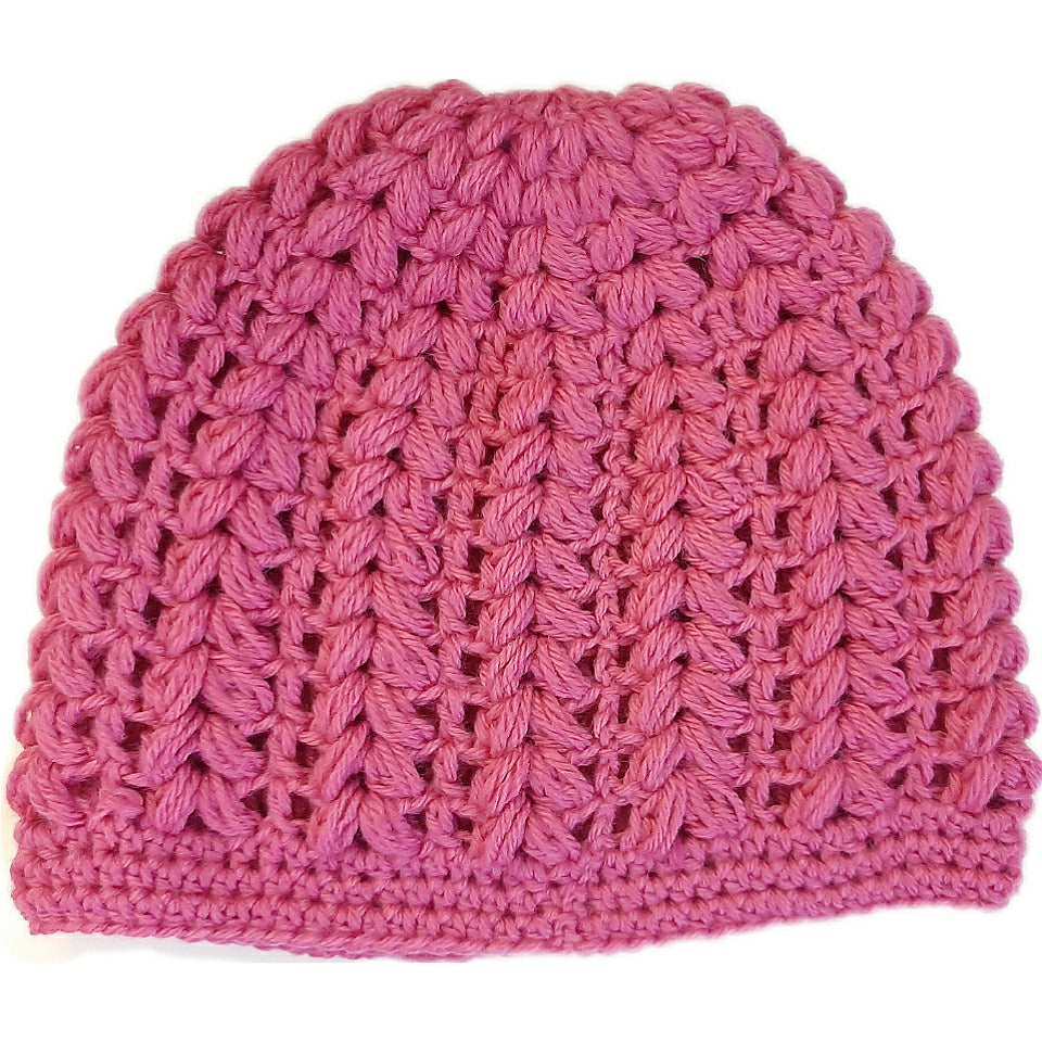 Women's wool beanie pouffe handcrafted crochet - shades of pink