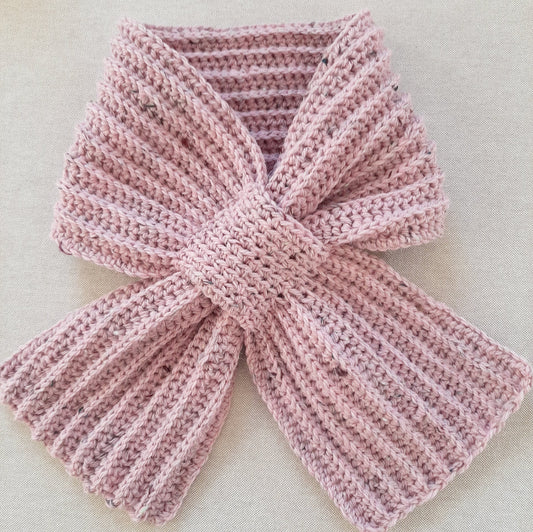 Sciarpa cravatta donna artigianale uncinetto ROSA