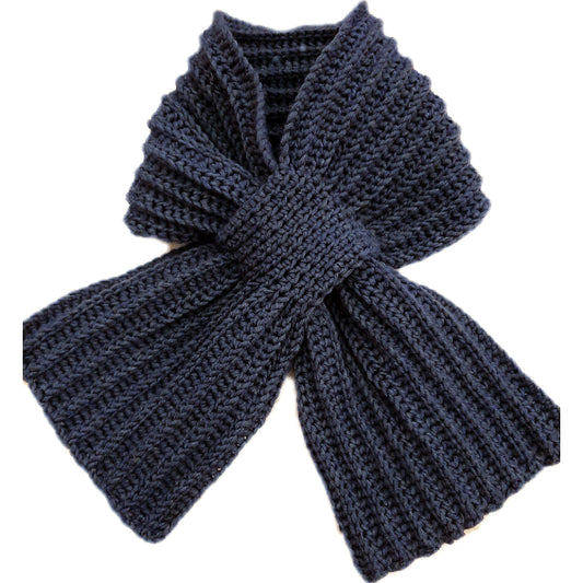 Sciarpa cravatta unisex artigianale uncinetto BLU