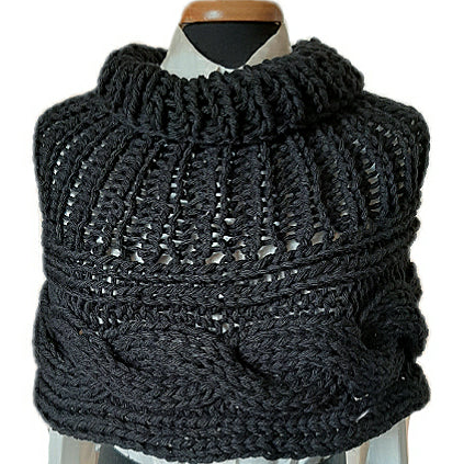 Women's braided high neck shrug in handcrafted wool in various colours