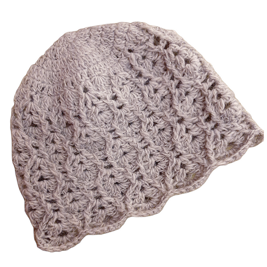 Women's wool INTRECCI handcrafted crochet cap. MELANGE GRAY