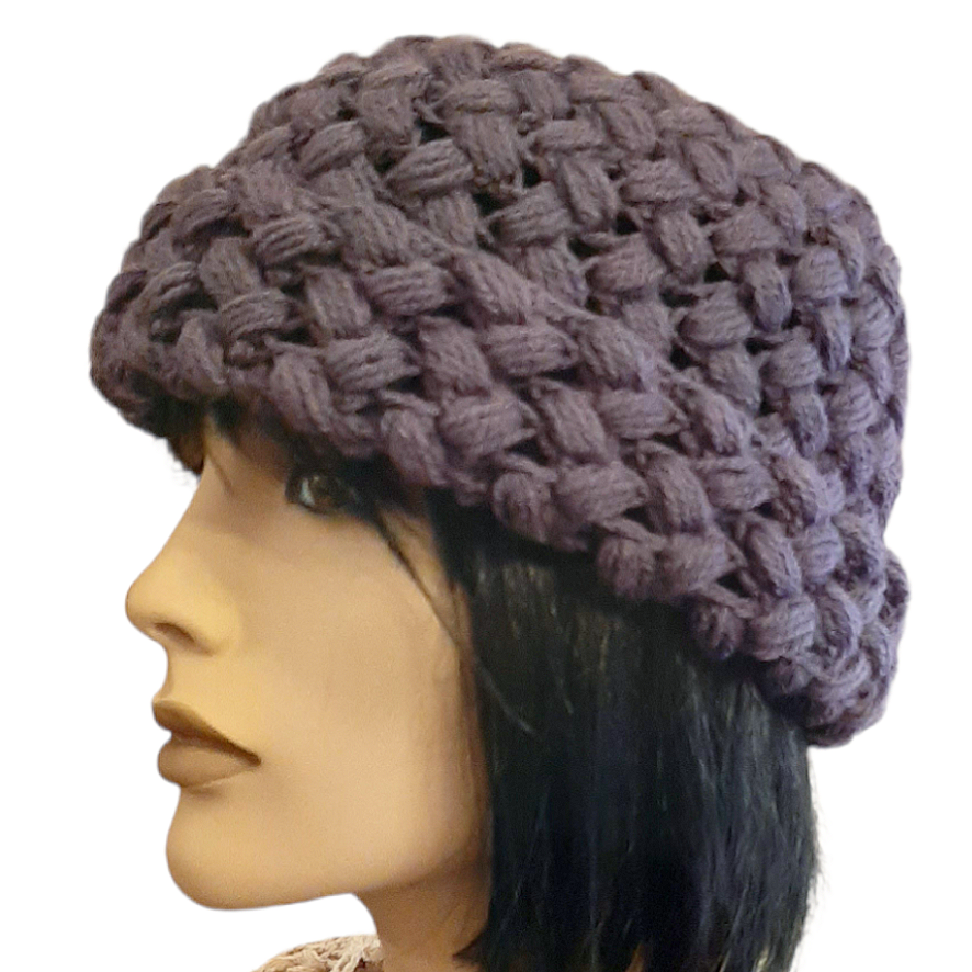 Women's crochet SISSI model hat - Dusty purple color