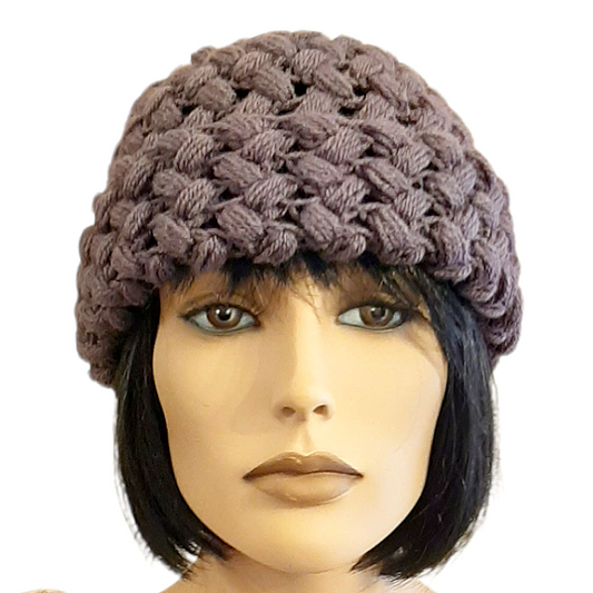 Women's crochet SISSI model hat - Dusty purple color