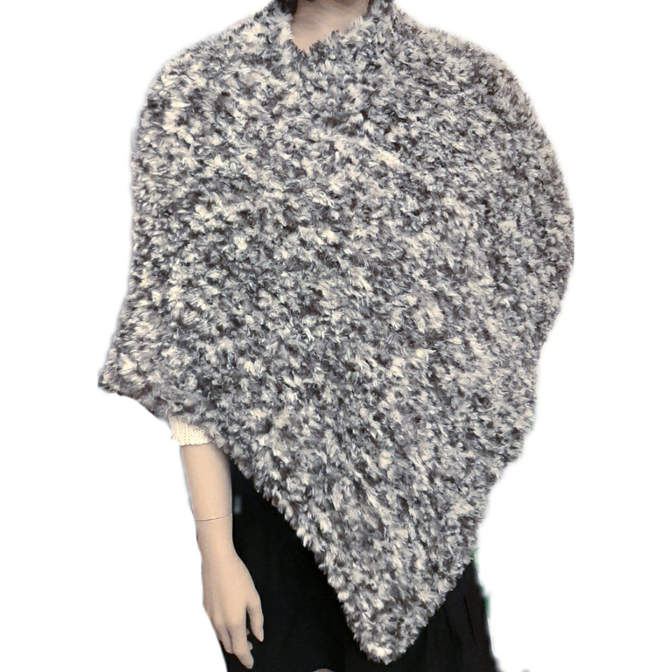 Poncho donna pelliccia ecologica artigianale - microfibra